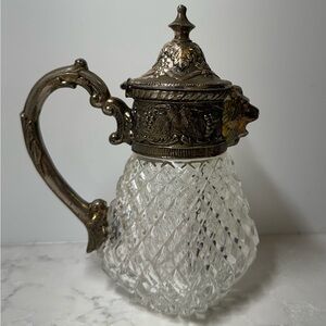 Vintage Glass and Metal Creamer/Syrup Pitcher